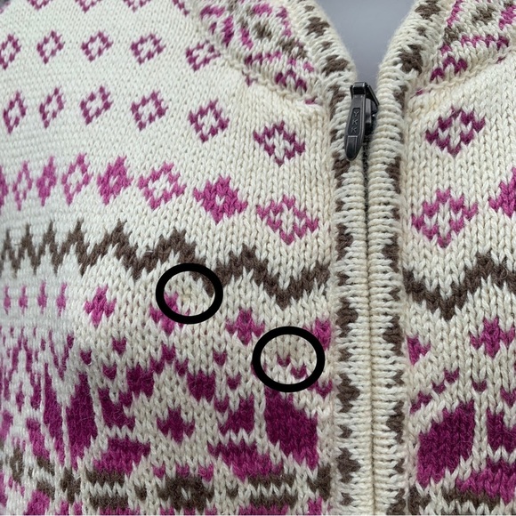 NOMADIC TRADERS Sz XL Cream & Purple Knitted Fair Isle Zipper Sleeveless Vest.‎ - Picture 9 of 9